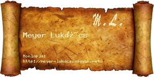 Meyer Lukács névjegykártya